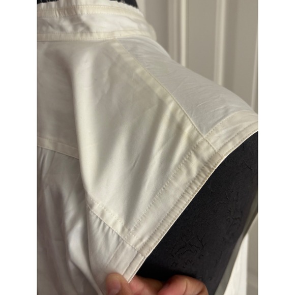 Helmut LangWhite Sleeveless Top Tunic Shirt Dress Tie Back Mandarin CollarPocket - Picture 12 of 16